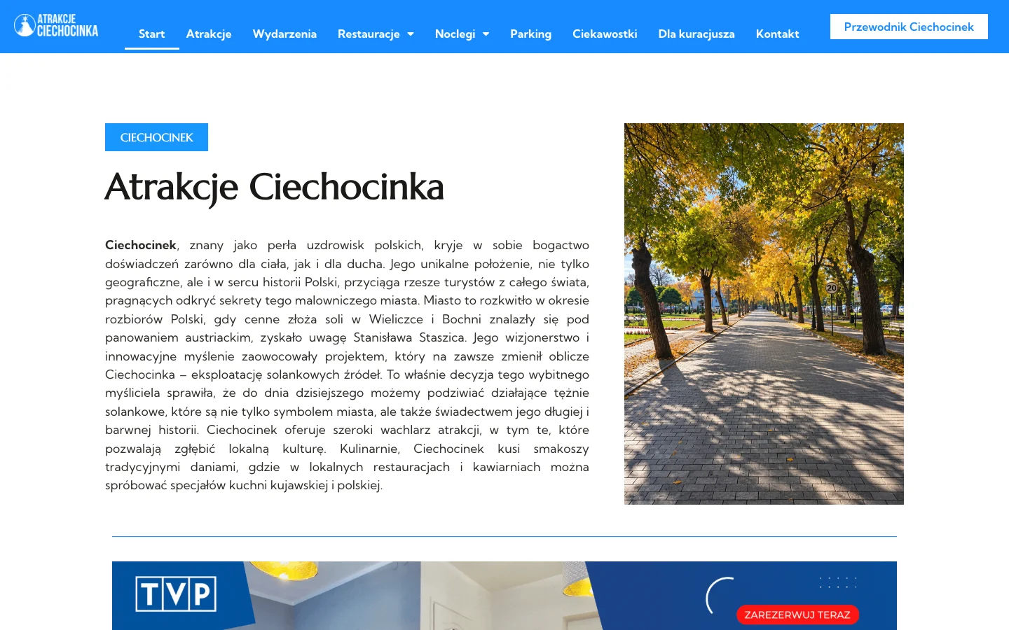 Podgląd serwisu Atrakcje Ciechocinka — atrakcjeciechocinka.pl